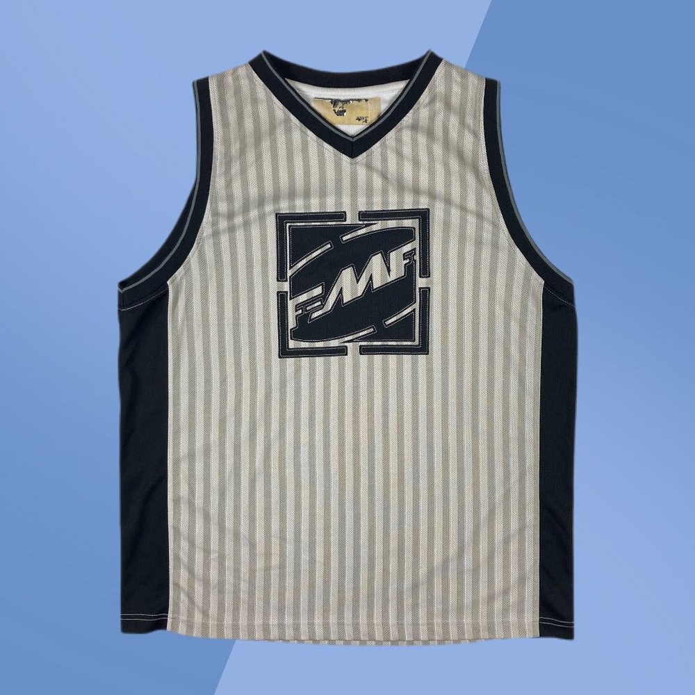 FMF Flying Machines Factory Gray Striped Motocross Sleeveless Tank Top Men’s XL